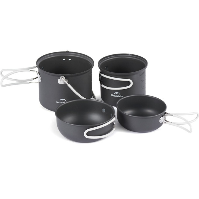 Набор посуды NATUREHIKE 4 в1 NH18T018-G, серый 6927595785515
